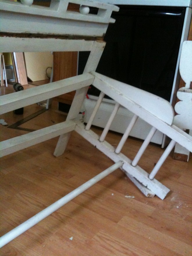 Cautiously destructed the kitchen island.
