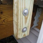 Cleanly bolted on corner post. (Can't wait for the pergola wood to match the deck boards :) ) Cleanly bolted on corner post. (Can't wait for the pergola wood to match the deck boards :) )