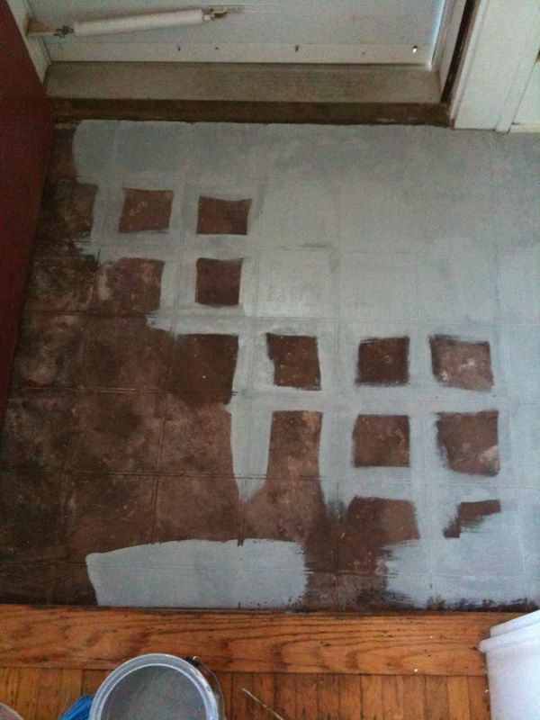 entryway floor upgrade with paint over cement.