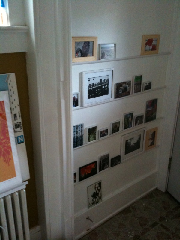 Entryway shelves failed.