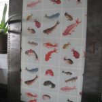 Fish wrapping paper, framed.