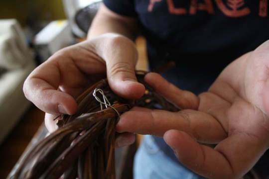Simple hook for hanging a wreath.