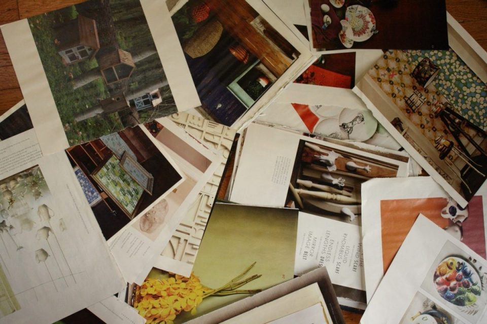 Anthropologie catalogs framed.