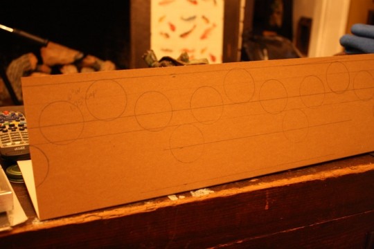 Lightly drawn stencil of circles.