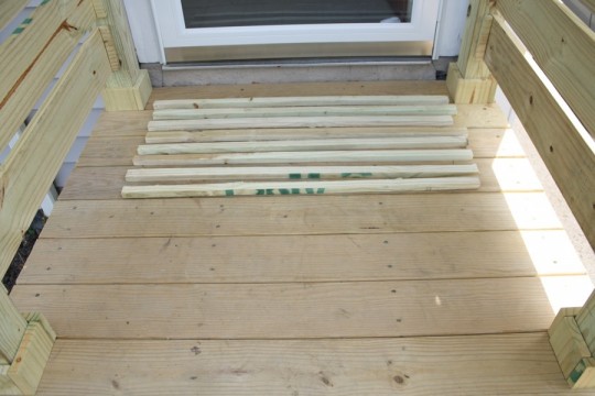Doormat layout in the front entryway. Boards were 36" long.