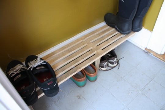 Entryway shoe rack.