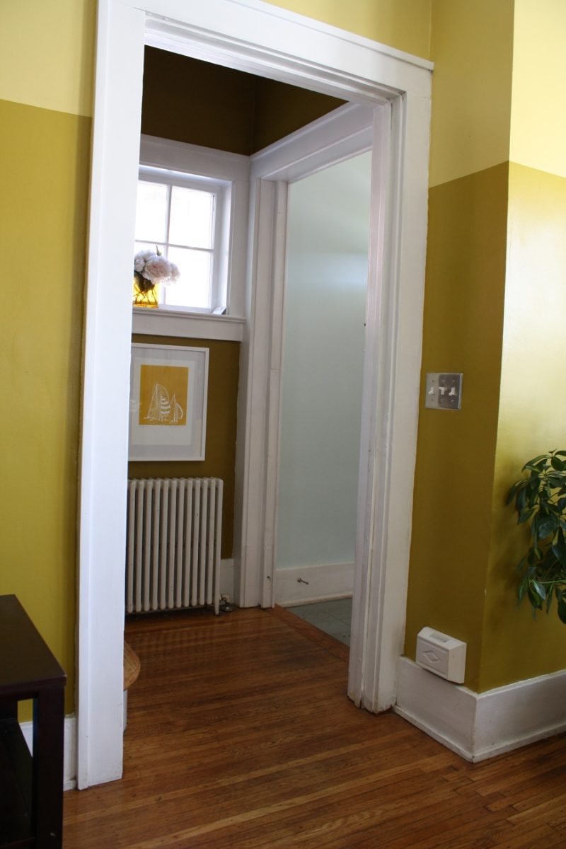 Painting the entryway blue.