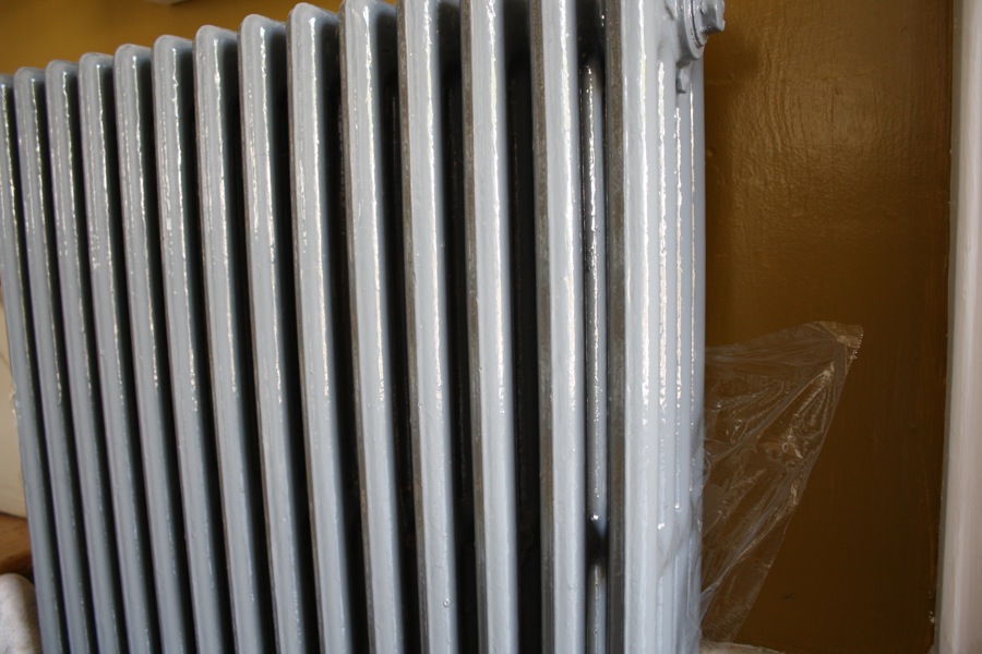 Plastic wrapping the radiator.