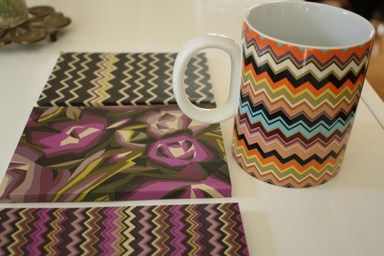 Missoni coffee cup. With the notebook trio in the background.