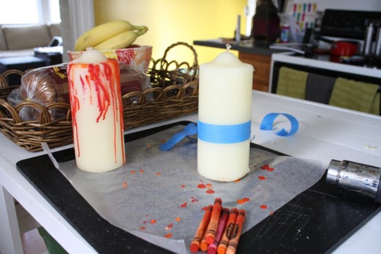 Test Subject #2: wrapping the base to keep the color at the bottom half of the candle.