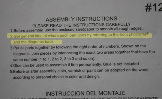 Directions for owl assembly.