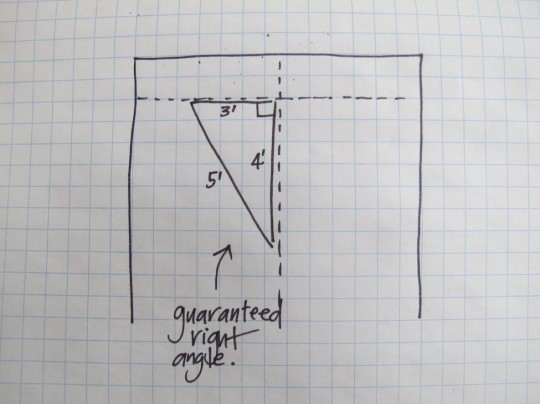 Pythagorean Theorem on the kitchen floor.