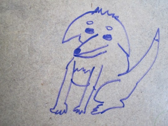 Coloring on the vinyl floor.