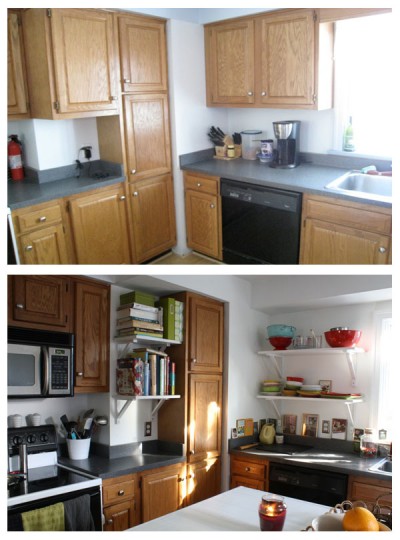 Even if there are fewer cabinets now, they're still an unfavorable color.