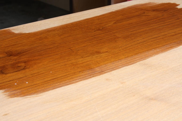 Wood Conditioning solution to help refinish a midcentury sideboard.