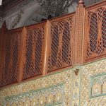 Carved cedar railings in the Hassan II Mosque, Casablanca, Morocco.