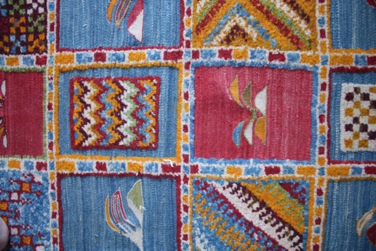 Up close look at one of the area rugs in our Moroccan hotel room.