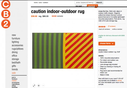 Several great indoor-outdoor rugs at CB2.