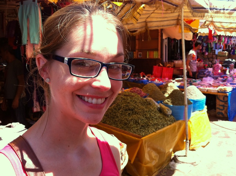 Me, and tea, in a Moroccan Souk.