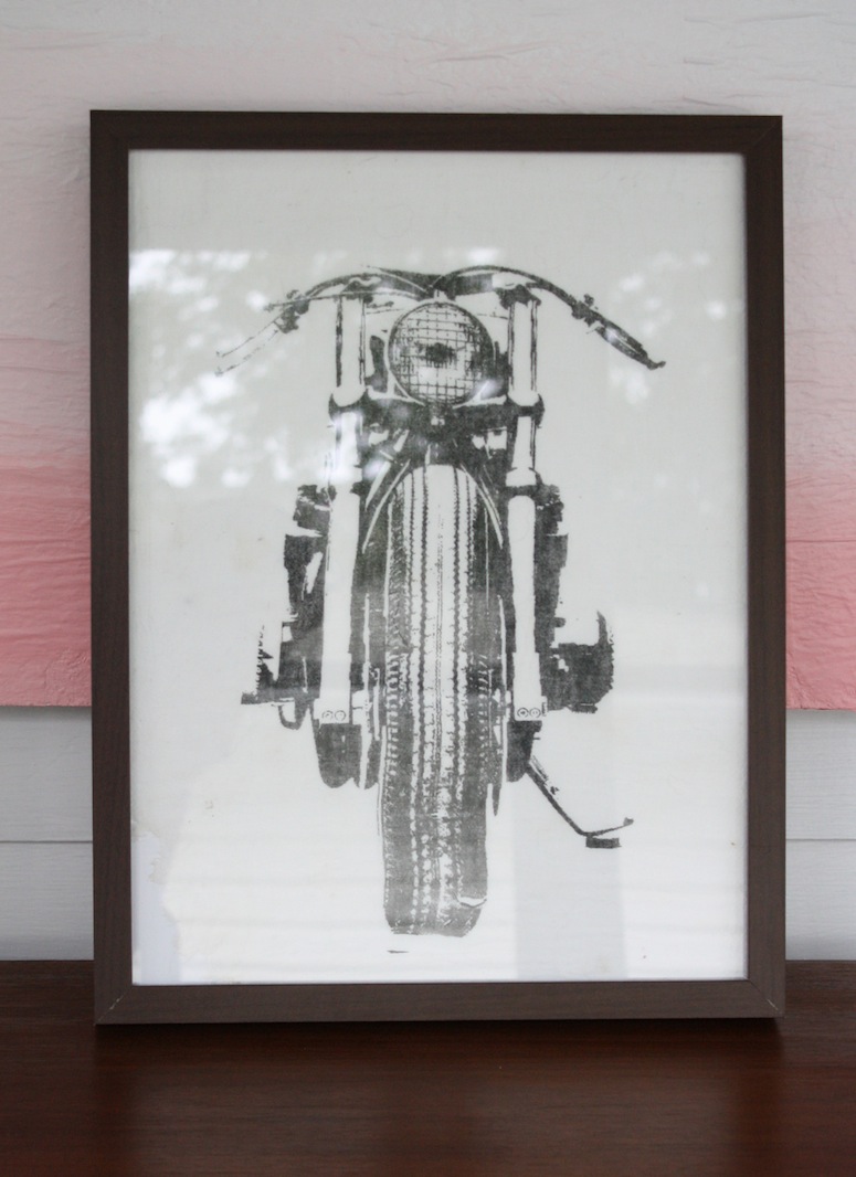 Tea towel turned art.