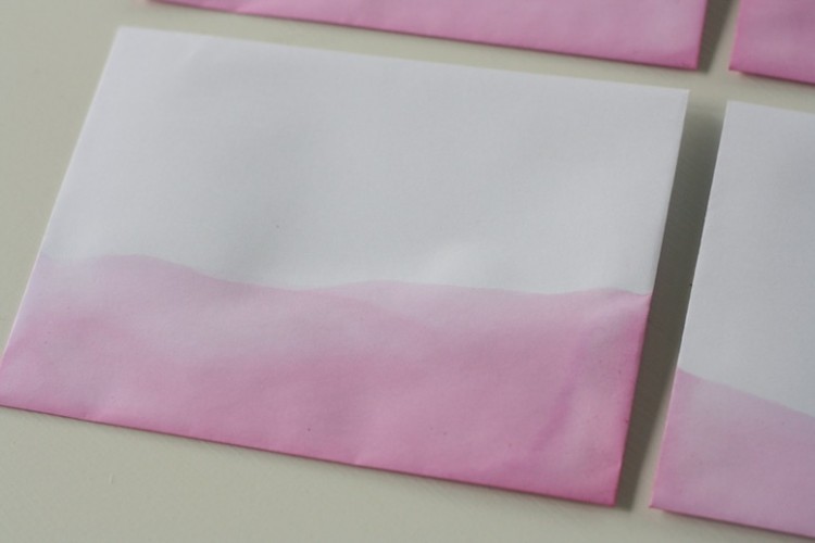 Beautiful ombre envelopes, perfected by a 6-year old.