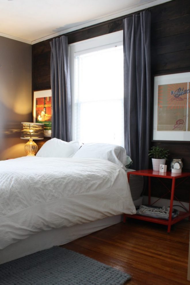 Bedroom curtain, before. Dark curtain on dark walls?