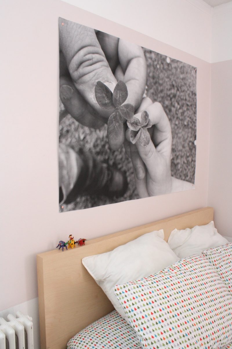 Rocking the oversized art in the kid's room.