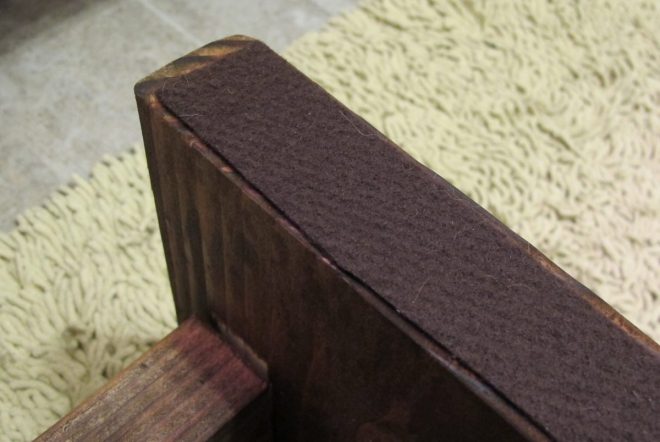 Each foot of the stool was lined with felt to cushion against the floor.