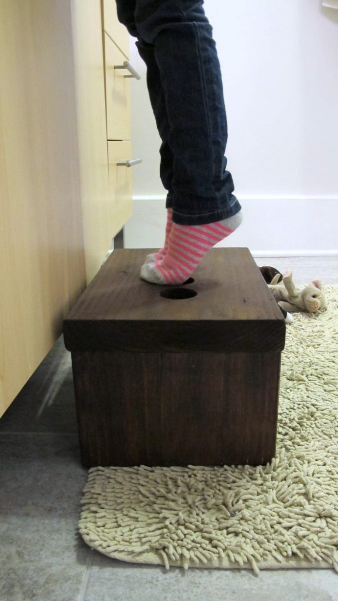 Love our functional DIY footstool.