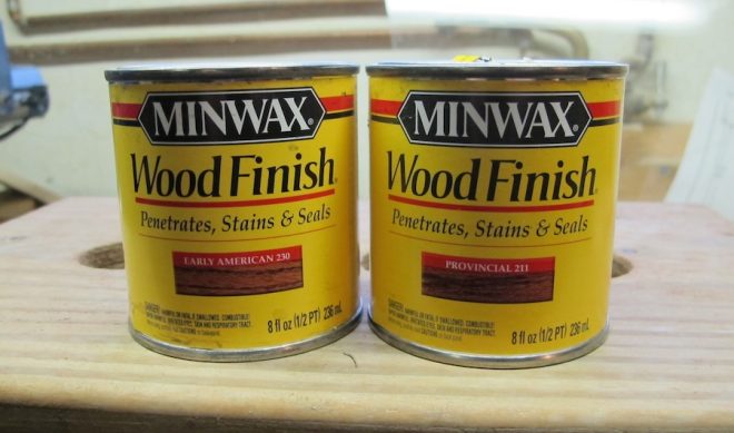 Comparing two minwax stains: Early American vs. Provincial.