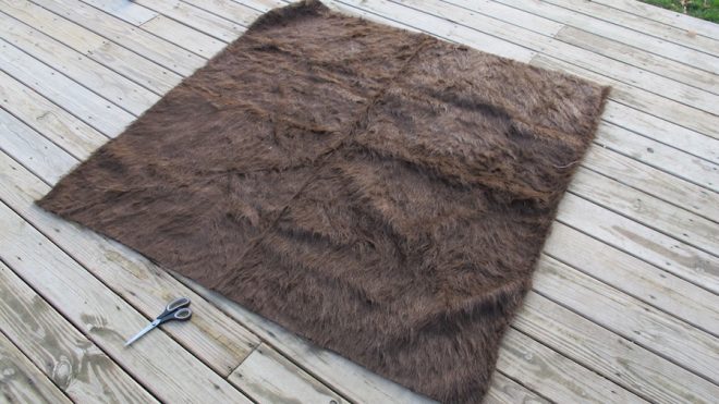 1-2/3 yards of furry, furry fabric.