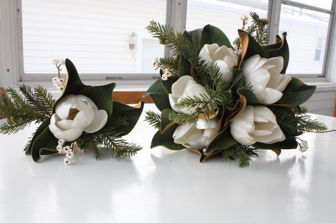 Finished magnolia bouquets.