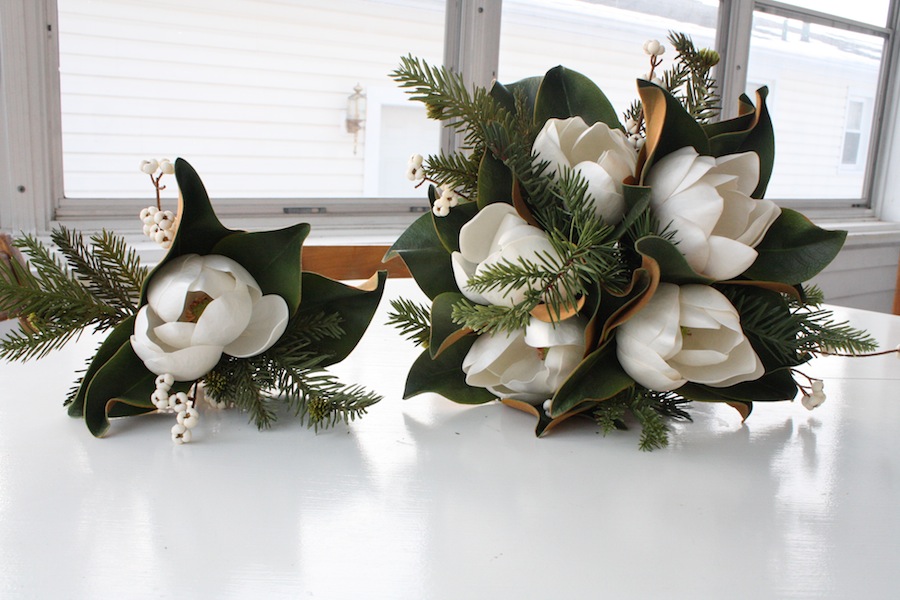 Details about   5 Fork Magnolia Bouquet Artificial Silk Flowers Wedding Christmas Party Y1 