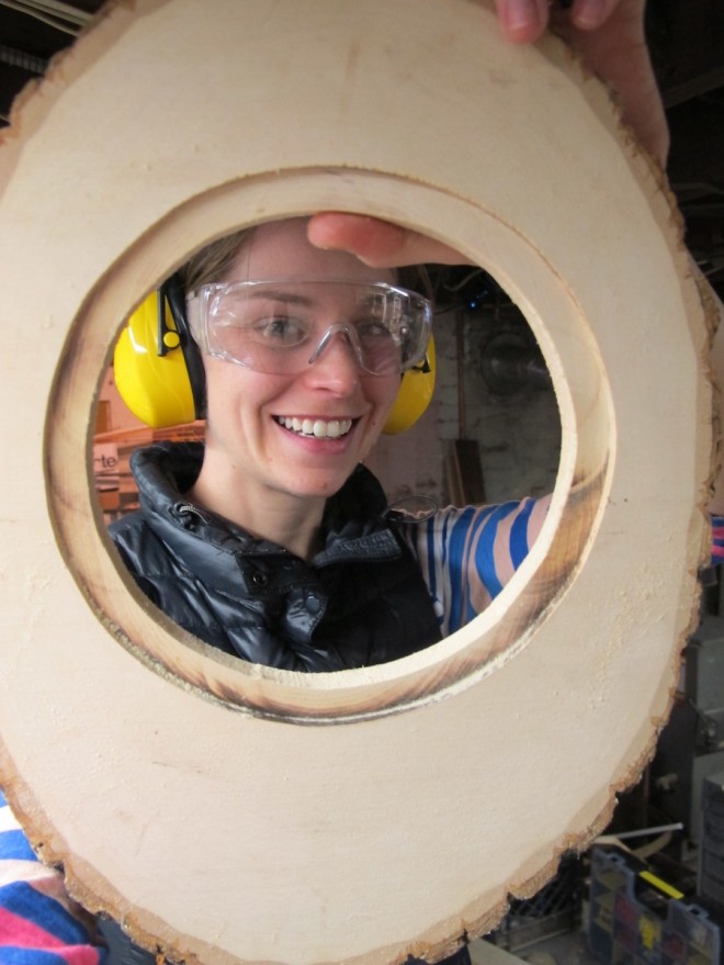 Cut and routed hole for the salvage store mirror.