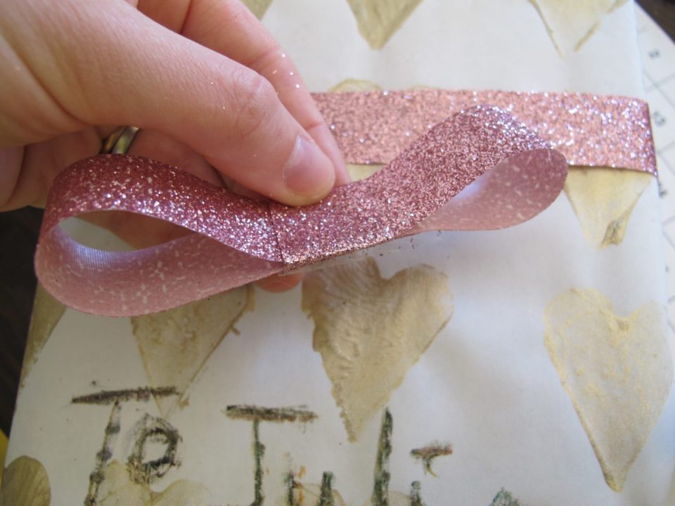 DIY potato stamped wrapping paper