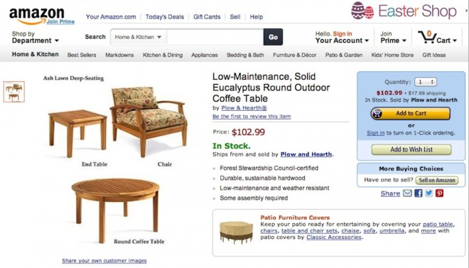 A round coffee table for the patio.