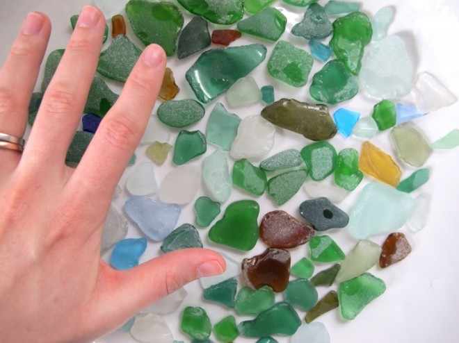 Pieces of sea glass.
