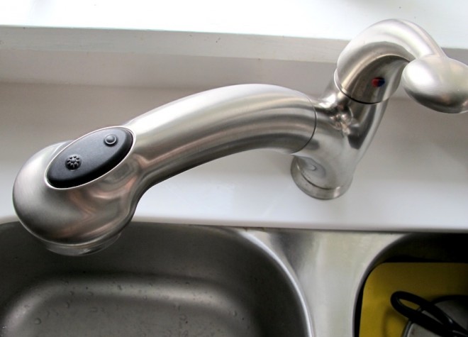 Our new kitchen faucet, Cicero by Delta Faucets.