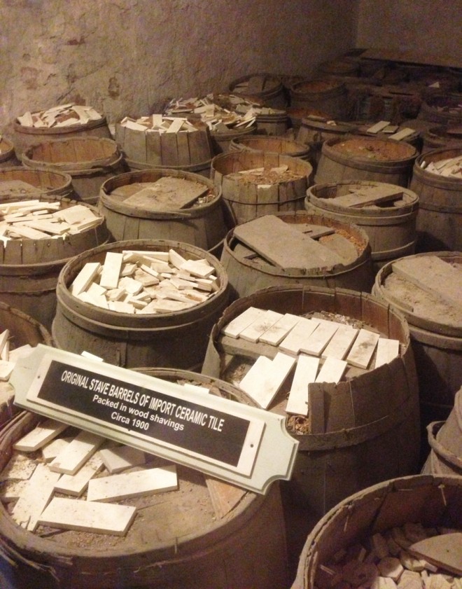 Boldt Castle Tiles, packed in original sawdust. Circa 1900.