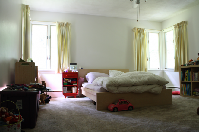 Julia's bedroom, August 2013. Still very much a blank slate.