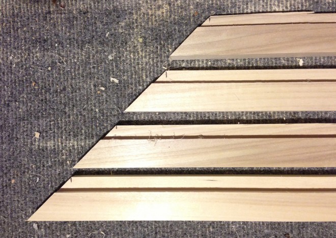 Mitering and rabbeting the boards for a poplar picture frame.