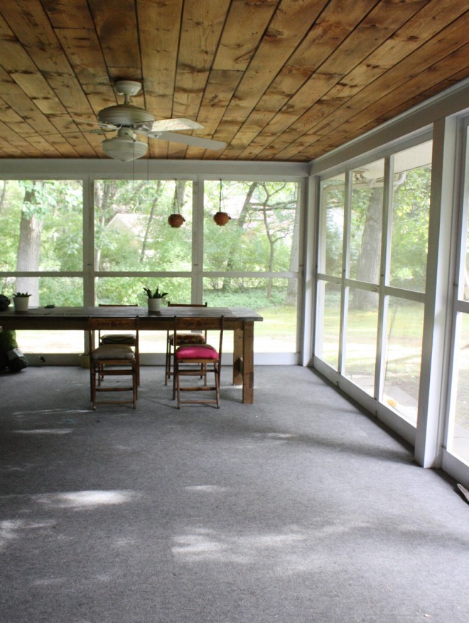 Our screened in porch is the perfect summertime workspace.
