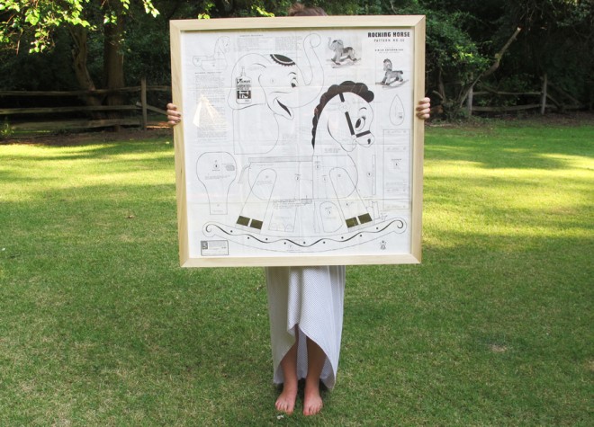 Making nursery decor out of a vintage rocking horse pattern.