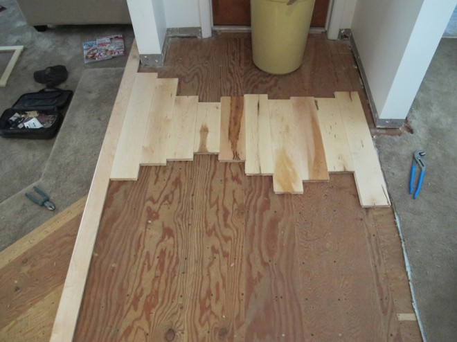 Testing some of the floorboards.