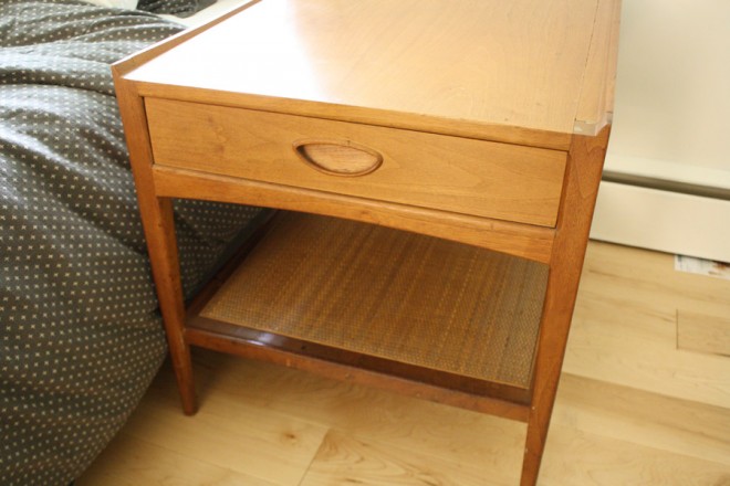Midcentury heritage bedside tables found at a garage sale.