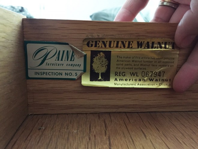 Paine Furniture Midcentury Sticker – Genuine Walnut