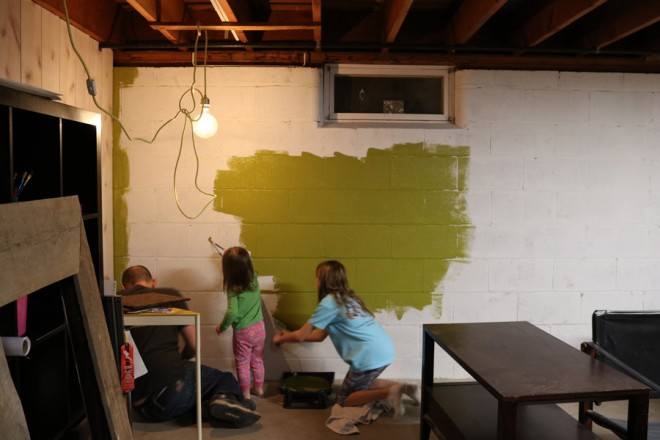 Painting the basement Verdant green.