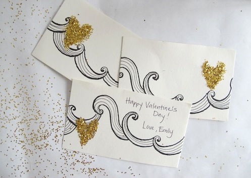 Make these glitter valentines with an utility blade and spray mount.