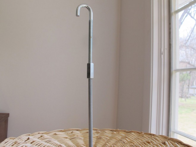 Assembling a hook for the modern bird feeder.