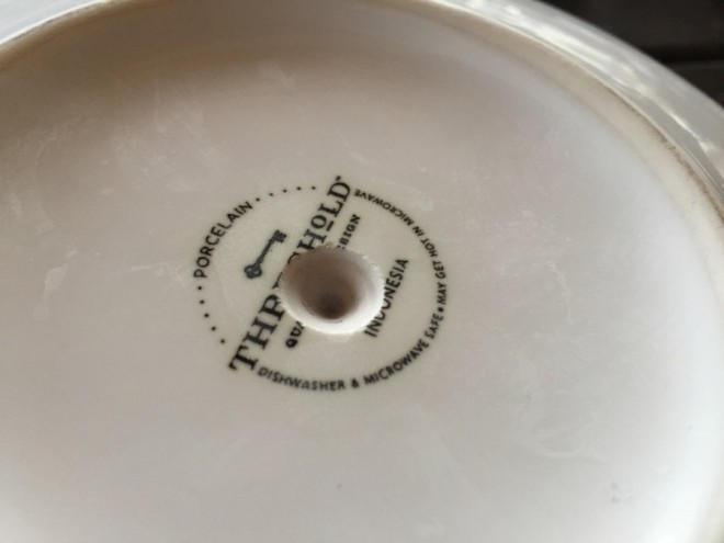 Drill through porcelain.